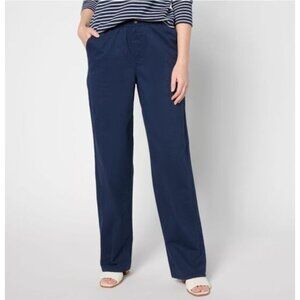 Denim & Co. Women Pants sz 2XP Petite Wide-Leg EasyWear Twill Blue A633305